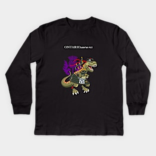 Clanosaurus Rex ONTARIOsaurus rex Plaid Ontario Scotland Ireland Family Tartan Kids Long Sleeve T-Shirt